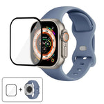 バタフライバックルシリコンウォッチバンド 3Dカーブフィルム付き、Apple Watch Series 40mm用、Apple Watch Ultra 2 / 1 49mm用、Apple Watch Series 45mm用