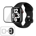 バタフライバックルシリコンウォッチバンド 3Dカーブフィルム付き、Apple Watch Series 41mm用、Apple Watch Series 38mm用、Apple Watch Series 42mm用