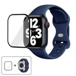 バタフライバックルシリコンウォッチバンド 3Dカーブフィルム付き、Apple Watch Series 41mm用、Apple Watch Series 38mm用、Apple Watch Series 42mm用