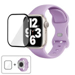 バタフライバックルシリコンウォッチバンド 3Dカーブフィルム付き、Apple Watch Series 41mm用、Apple Watch Series 38mm用、Apple Watch Series 42mm用