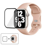 バタフライバックルシリコンウォッチバンド 3Dカーブフィルム付き、Apple Watch Series 41mm用、Apple Watch Series 38mm用、Apple Watch Series 42mm用