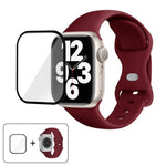 バタフライバックルシリコンウォッチバンド 3Dカーブフィルム付き、Apple Watch Series 41mm用、Apple Watch Series 38mm用、Apple Watch Series 42mm用
