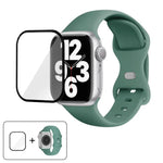 バタフライバックルシリコンウォッチバンド 3Dカーブフィルム付き、Apple Watch Series 41mm用、Apple Watch Series 38mm用、Apple Watch Series 42mm用
