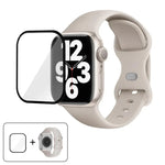 バタフライバックルシリコンウォッチバンド 3Dカーブフィルム付き、Apple Watch Series 41mm用、Apple Watch Series 38mm用、Apple Watch Series 42mm用