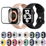 バタフライバックルシリコンウォッチバンド 3Dカーブフィルム付き、Apple Watch Series 40mm用、Apple Watch Ultra 2 / 1 49mm用、Apple Watch Series 45mm用