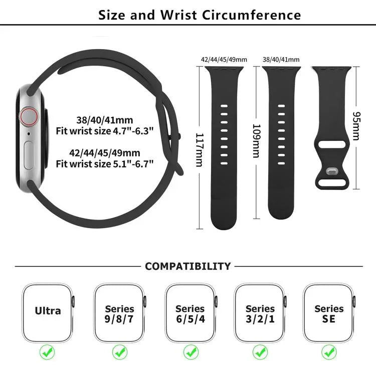 バタフライバックルシリコンウォッチバンド 3Dカーブフィルム付き、Apple Watch Series 41mm用、Apple Watch Series 38mm用、Apple Watch Series 42mm用