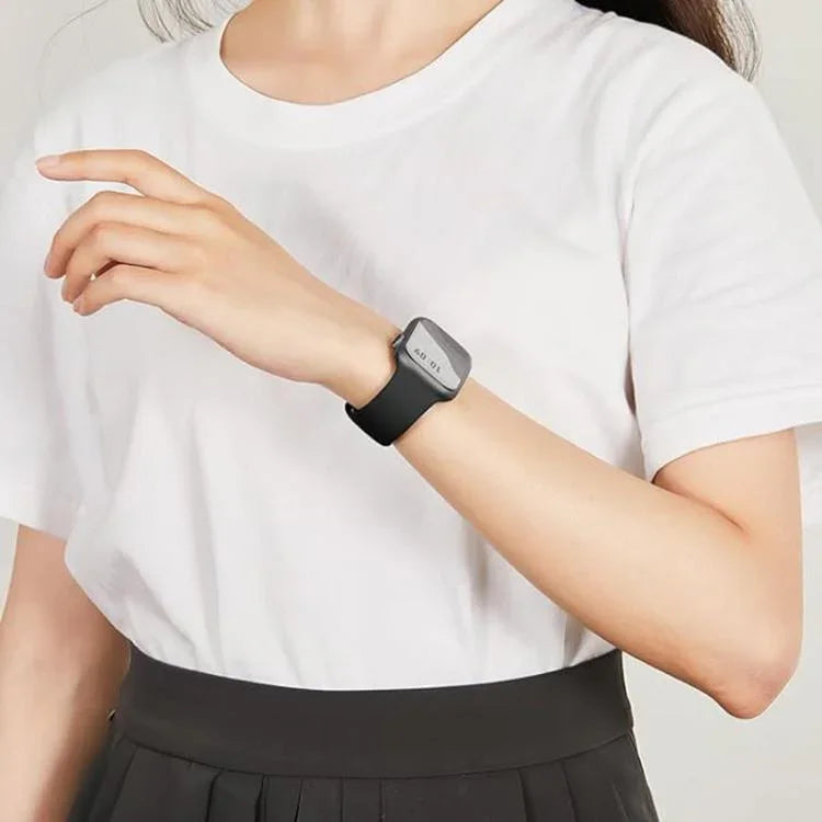 バタフライバックルシリコンウォッチバンド 3Dカーブフィルム付き、Apple Watch Series 41mm用、Apple Watch Series 38mm用、Apple Watch Series 42mm用