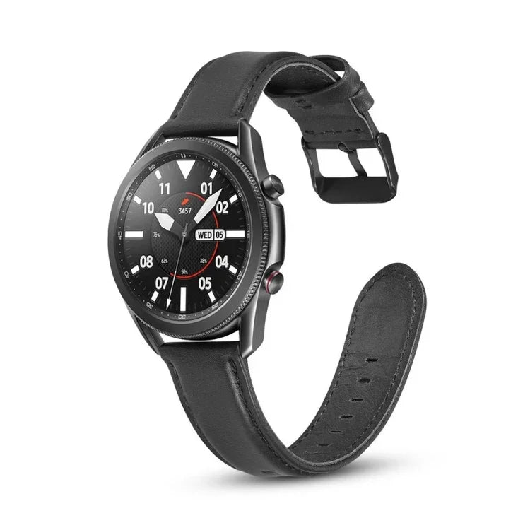 フラットテクスチャー本革交換用ストラップ、Samsung Galaxy Watch 3 41mm用、Samsung Galaxy Watch 3 45mm用
