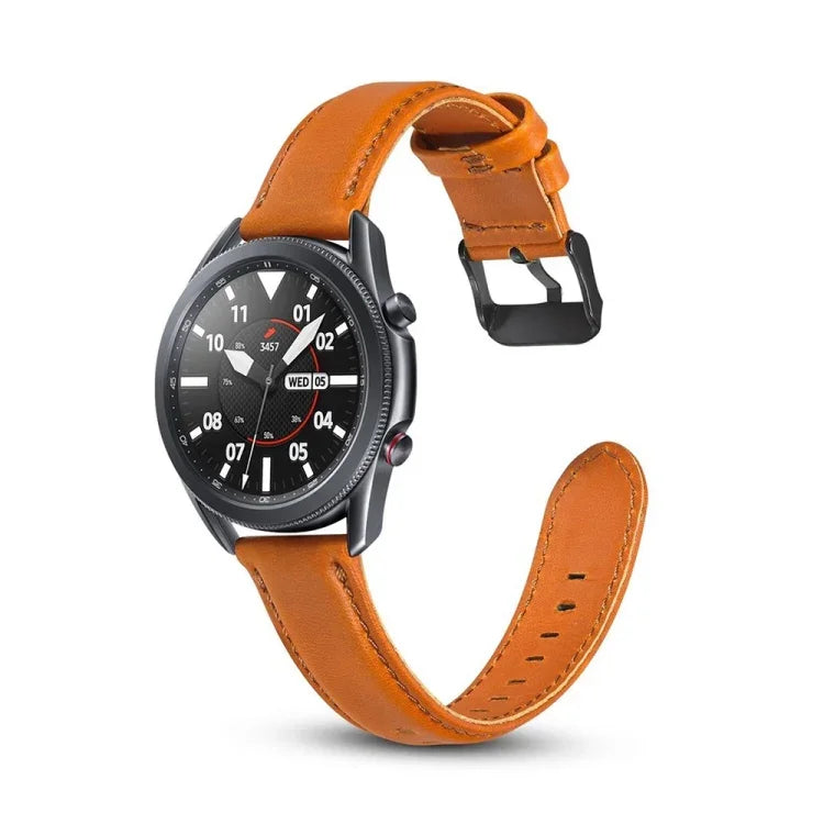 フラットテクスチャー本革交換用ストラップ、Samsung Galaxy Watch 3 41mm用、Samsung Galaxy Watch 3 45mm用