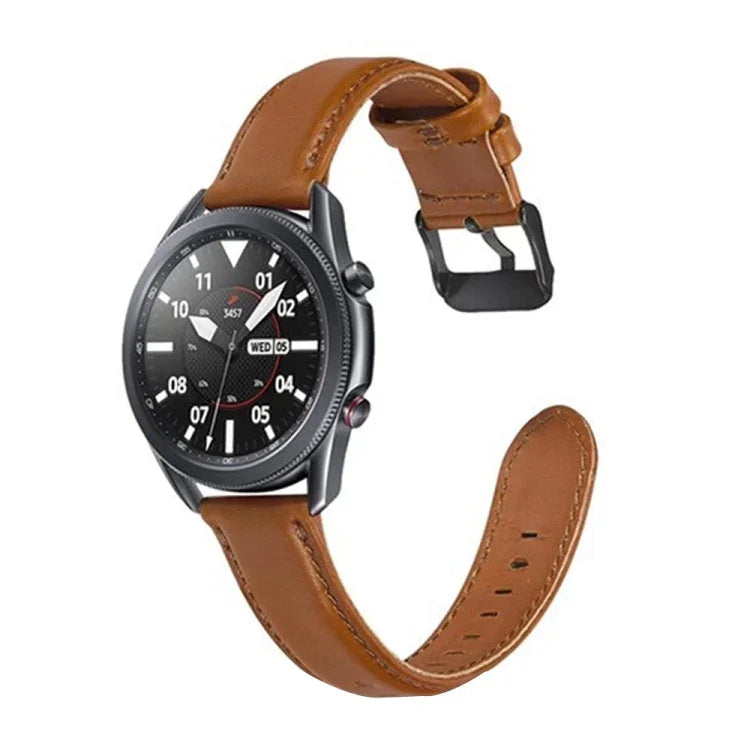 フラットテクスチャー本革交換用ストラップ、Samsung Galaxy Watch 3 41mm用、Samsung Galaxy Watch 3 45mm用