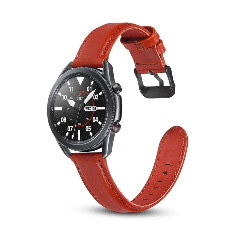 フラットテクスチャー本革交換用ストラップ、Samsung Galaxy Watch 3 41mm用、Samsung Galaxy Watch 3 45mm用