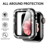 xDfind O字型ダイヤモンドメタルウォッチバンド 強化フィルム一体型PCカバー付き、Apple Watch Series 10 46mm用、Apple Watch Series 10 42mm用、Apple Watch Series 44mm用、Apple Watch Series 40mm用、Apple Watch Ultra 2 / 1 49mm用