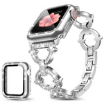 xDfind O字型ダイヤモンドメタルウォッチバンド 強化フィルム一体型PCカバー付き、Apple Watch Series 10 46mm用、Apple Watch Series 10 42mm用、Apple Watch Series 44mm用、Apple Watch Series 40mm用、Apple Watch Ultra 2 / 1 49mm用