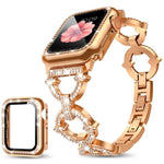 xDfind O字型ダイヤモンドメタルウォッチバンド 強化フィルム一体型PCカバー付き、Apple Watch Series 10 46mm用、Apple Watch Series 10 42mm用、Apple Watch Series 44mm用、Apple Watch Series 40mm用、Apple Watch Ultra 2 / 1 49mm用