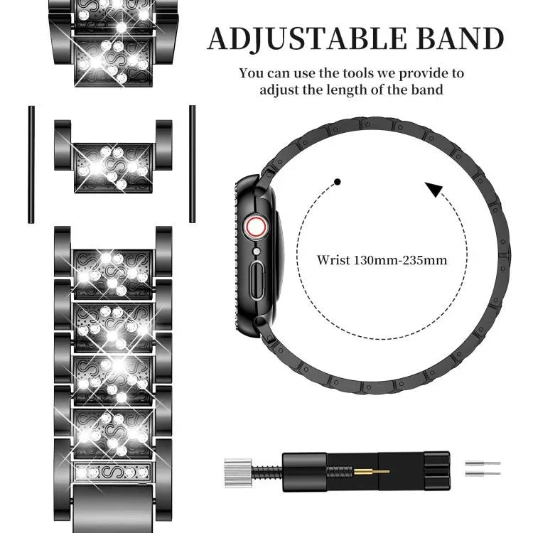 xDfind ダイヤモンドジュエリーメタルウォッチバンド ケース付き、Apple Watch Series 10 46mm用、Apple Watch Series 10 42mm用、Apple Watch Series 44mm用、Apple Watch Series 40mm用、Apple Watch Ultra 2 / 1 49mm用、Apple Watch Series 45mm用