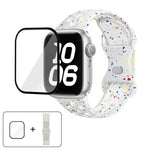 バタフライバックル カラードット シリコンウォッチバンド 3Dカーブフィルム付き、Apple Watch Series 42mm用