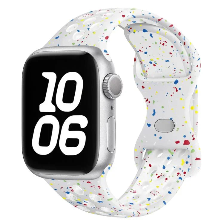 バタフライバックル カラードット シリコンウォッチバンド 3Dカーブフィルム付き、Apple Watch Series 42mm用