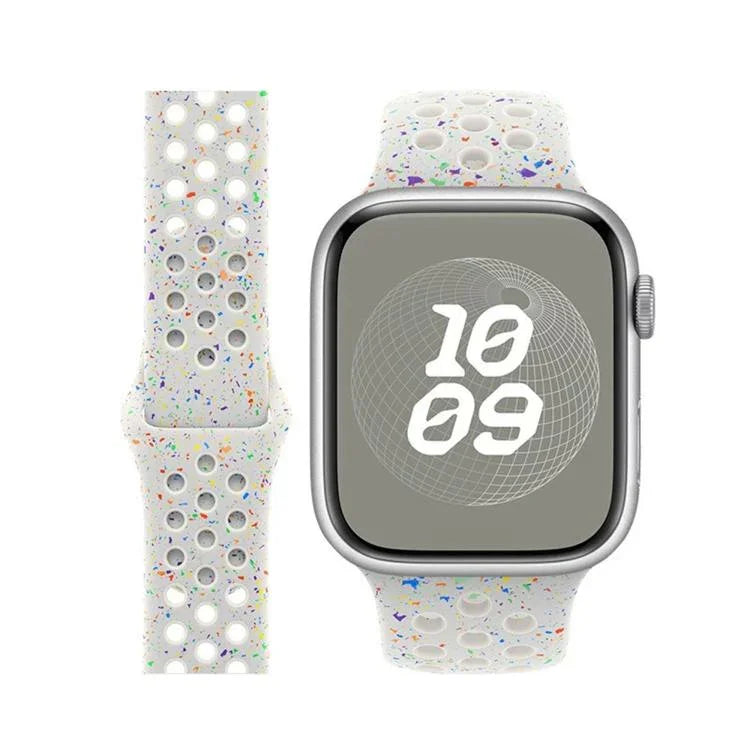 バタフライバックル カラードット シリコンウォッチバンド 3Dカーブフィルム付き、Apple Watch Series 42mm用