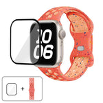 バタフライバックル カラードット シリコンウォッチバンド 3Dカーブフィルム付き、Apple Watch Series 42mm用