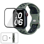 バタフライバックル カラードット シリコンウォッチバンド 3Dカーブフィルム付き、Apple Watch Series 42mm用