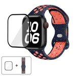 バタフライバックル カラードット シリコンウォッチバンド 3Dカーブフィルム付き、Apple Watch Series 42mm用
