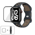 バタフライバックル カラードット シリコンウォッチバンド 3Dカーブフィルム付き、Apple Watch Series 42mm用