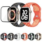 バタフライバックル カラードット シリコンウォッチバンド 3Dカーブフィルム付き、Apple Watch Series 42mm用