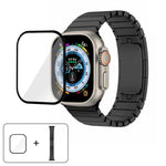 オリジナルバックル 316ステンレススチールウォッチバンド 3Dカーブフィルム付き、Apple Watch Series 10 46mm用、Apple Watch Series 10 42mm用、Apple Watch Series 44mm用、Apple Watch Series 40mm用、Apple Watch Ultra 2 / 1 49mm用、Apple Watch Series 45mm用