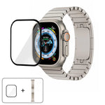 オリジナルバックル 316ステンレススチールウォッチバンド 3Dカーブフィルム付き、Apple Watch Series 10 46mm用、Apple Watch Series 10 42mm用、Apple Watch Series 44mm用、Apple Watch Series 40mm用、Apple Watch Ultra 2 / 1 49mm用、Apple Watch Series 45mm用