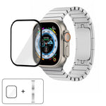 オリジナルバックル 316ステンレススチールウォッチバンド 3Dカーブフィルム付き、Apple Watch Series 10 46mm用、Apple Watch Series 10 42mm用、Apple Watch Series 44mm用、Apple Watch Series 40mm用、Apple Watch Ultra 2 / 1 49mm用、Apple Watch Series 45mm用