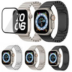 オリジナルバックル 316ステンレススチールウォッチバンド 3Dカーブフィルム付き、Apple Watch Series 10 46mm用、Apple Watch Series 10 42mm用、Apple Watch Series 44mm用、Apple Watch Series 40mm用、Apple Watch Ultra 2 / 1 49mm用、Apple Watch Series 45mm用