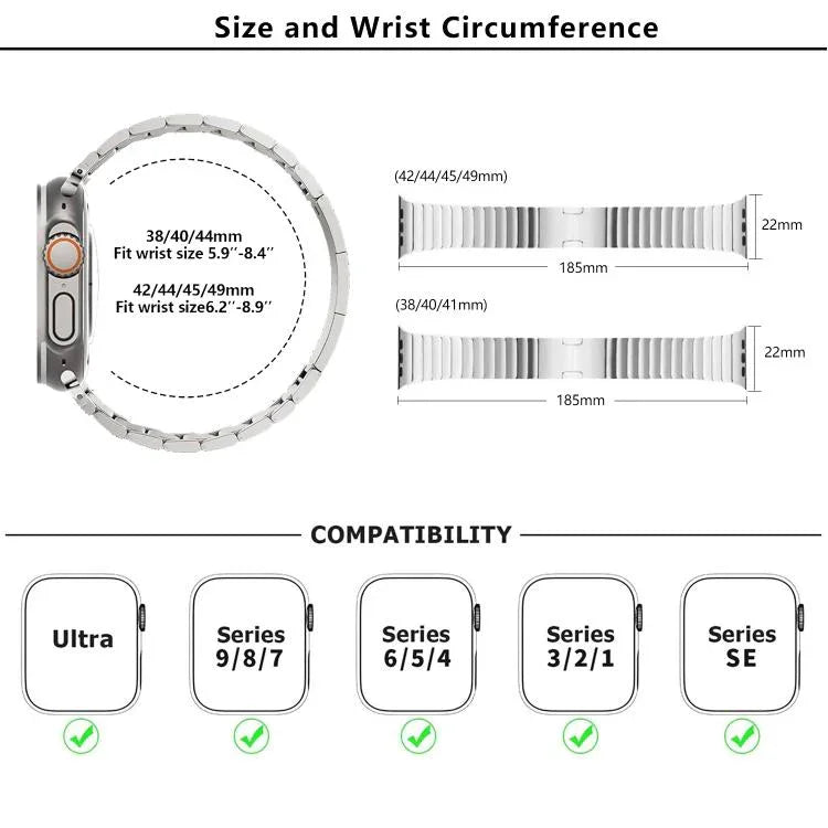 オリジナルバックル 316ステンレススチールウォッチバンド 3Dカーブフィルム付き、Apple Watch Series 10 46mm用、Apple Watch Series 10 42mm用、Apple Watch Series 44mm用、Apple Watch Series 40mm用、Apple Watch Ultra 2 / 1 49mm用、Apple Watch Series 45mm用