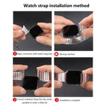 オリジナルバックル 316ステンレススチールウォッチバンド 3Dカーブフィルム付き、Apple Watch Series 10 46mm用、Apple Watch Series 10 42mm用、Apple Watch Series 44mm用、Apple Watch Series 40mm用、Apple Watch Ultra 2 / 1 49mm用、Apple Watch Series 45mm用