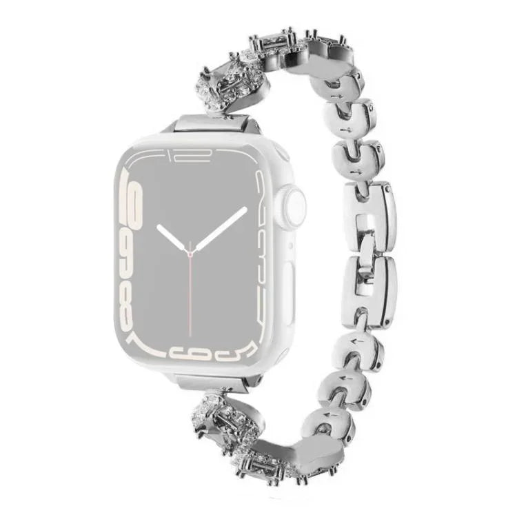 xDfind 四つ葉のクローバー ダイヤモンドメタルウォッチバンド、Apple Watch 42 / 44 / 45 / 46 / 49mm用、Apple Watch 38 / 40 / 41 / S10 42mm用