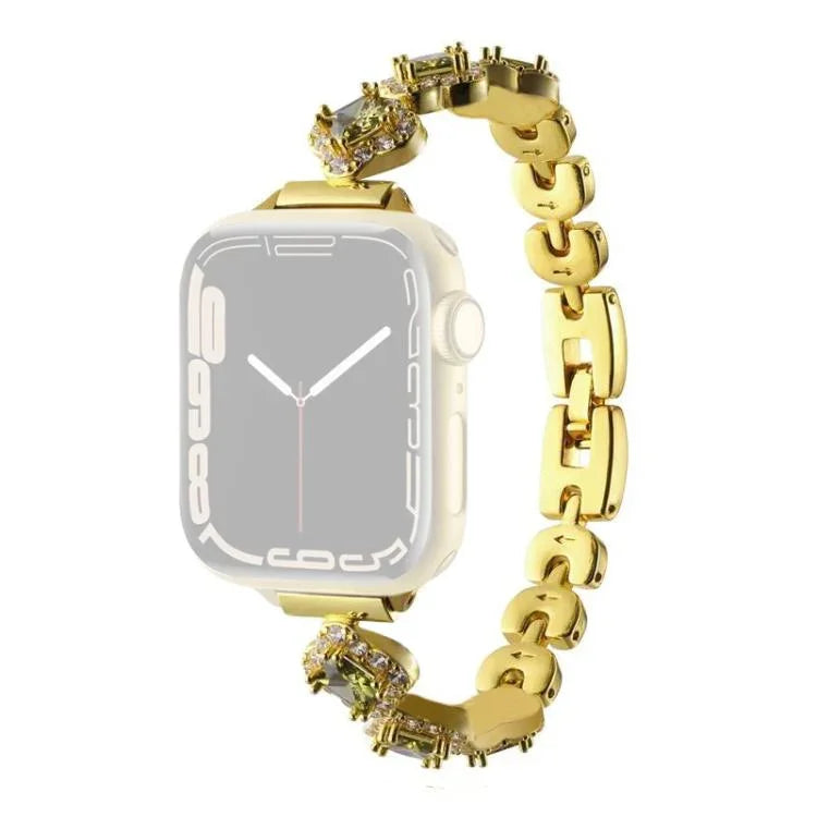 xDfind 四つ葉のクローバー ダイヤモンドメタルウォッチバンド、Apple Watch 42 / 44 / 45 / 46 / 49mm用、Apple Watch 38 / 40 / 41 / S10 42mm用