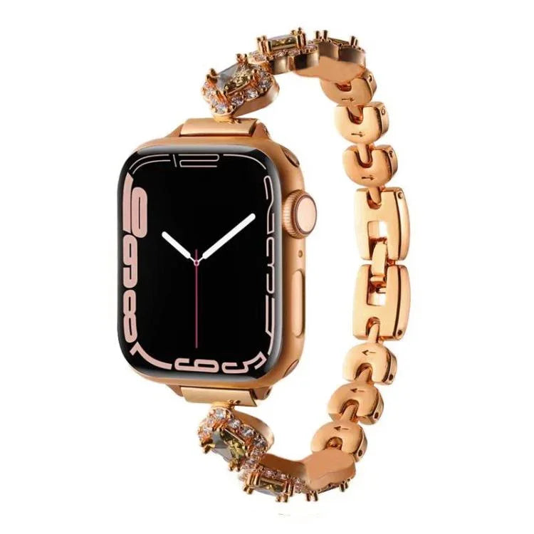 xDfind 四つ葉のクローバー ダイヤモンドメタルウォッチバンド、Apple Watch 42 / 44 / 45 / 46 / 49mm用、Apple Watch 38 / 40 / 41 / S10 42mm用