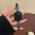xDfind ダブルハート ダイヤモンドメタルウォッチバンド、Apple Watch 42 / 44 / 45 / 46 / 49mm用、Apple Watch 38 / 40 / 41 / S10 42mm用