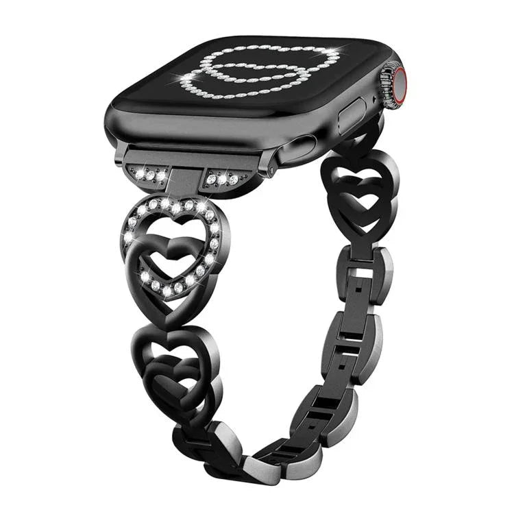 xDfind ダブルハート ダイヤモンドメタルウォッチバンド、Apple Watch 42 / 44 / 45 / 46 / 49mm用、Apple Watch 38 / 40 / 41 / S10 42mm用