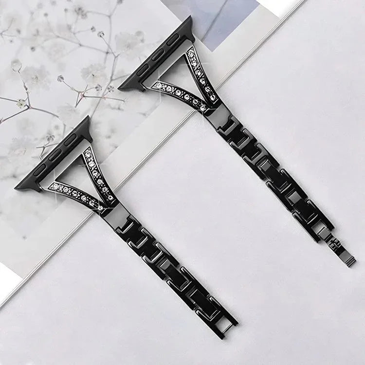 xDfind ヘリンボーン ダイヤモンドステンレススチールウォッチバンド、Apple Watch 42 / 44 / 45 / 46 / 49mm用、Apple Watch 38 / 40 / 41 / S10 42mm用