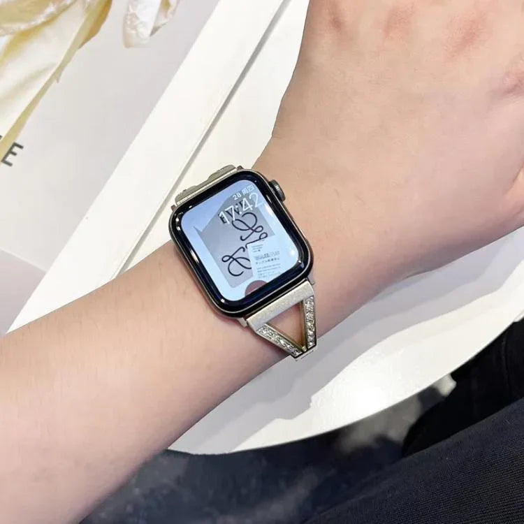 xDfind ヘリンボーン ダイヤモンドステンレススチールウォッチバンド、Apple Watch 42 / 44 / 45 / 46 / 49mm用、Apple Watch 38 / 40 / 41 / S10 42mm用