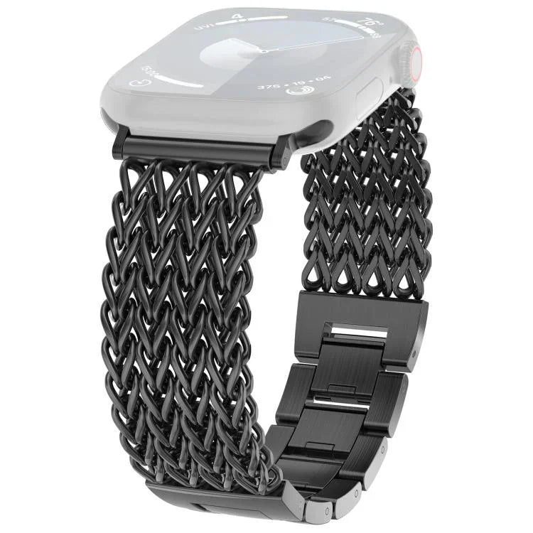 xDfind ヘリンボーン編み ステンレススチールウォッチバンド、Apple Watch 42 / 44 / 45 / 46 / 49mm用、Apple Watch 38 / 40 / 41 / S10 42mm用