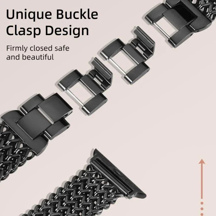 xDfind ヘリンボーン編み ステンレススチールウォッチバンド、Apple Watch 42 / 44 / 45 / 46 / 49mm用、Apple Watch 38 / 40 / 41 / S10 42mm用