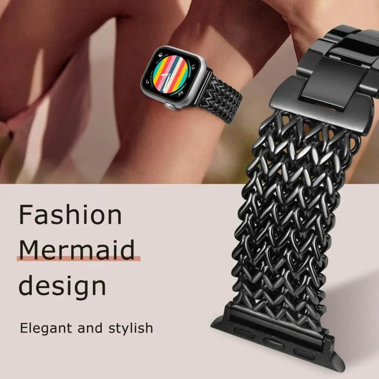 xDfind ヘリンボーン編み ステンレススチールウォッチバンド、Apple Watch 42 / 44 / 45 / 46 / 49mm用、Apple Watch 38 / 40 / 41 / S10 42mm用