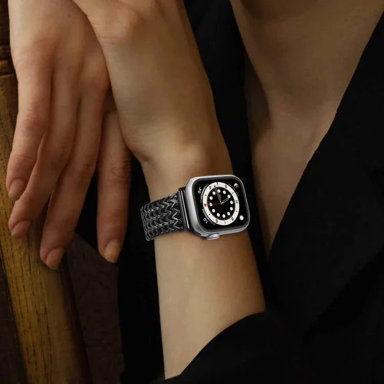 xDfind ヘリンボーン編み ステンレススチールウォッチバンド、Apple Watch 42 / 44 / 45 / 46 / 49mm用、Apple Watch 38 / 40 / 41 / S10 42mm用