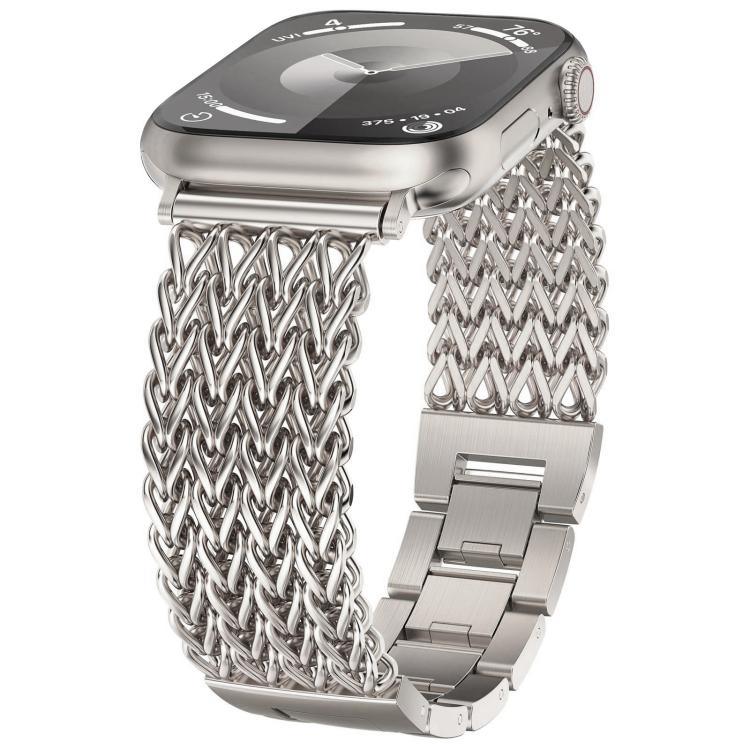 xDfind ヘリンボーン編み ステンレススチールウォッチバンド、Apple Watch 42 / 44 / 45 / 46 / 49mm用、Apple Watch 38 / 40 / 41 / S10 42mm用