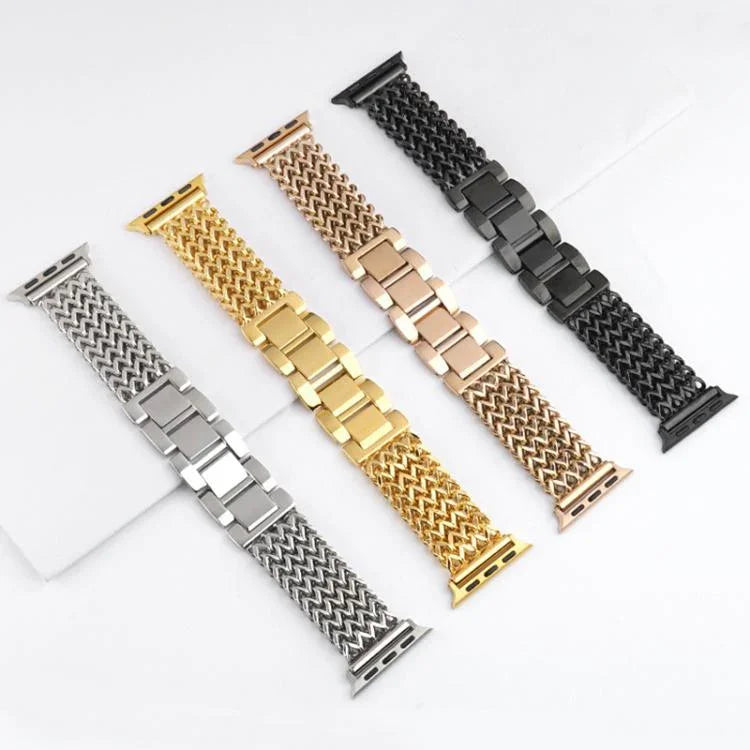 xDfind ヘリンボーン編み ステンレススチールウォッチバンド、Apple Watch 42 / 44 / 45 / 46 / 49mm用、Apple Watch 38 / 40 / 41 / S10 42mm用