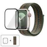 ベーシックナイロンループウォッチバンド 3Dカーブフィルム付き、Apple Watch Series 10 46mm用、Apple Watch Series 10 42mm用、Apple Watch Series 44mm用
