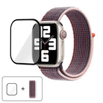 ベーシックナイロンループウォッチバンド 3Dカーブフィルム付き、Apple Watch Series 10 46mm用、Apple Watch Series 10 42mm用、Apple Watch Series 44mm用