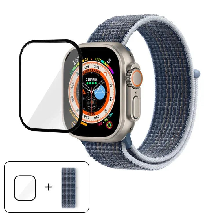 ベーシックナイロンループウォッチバンド 3Dカーブフィルム付き、Apple Watch Series 40mm用、Apple Watch Ultra 2 / 1 49mm用、Apple Watch Series 45mm用