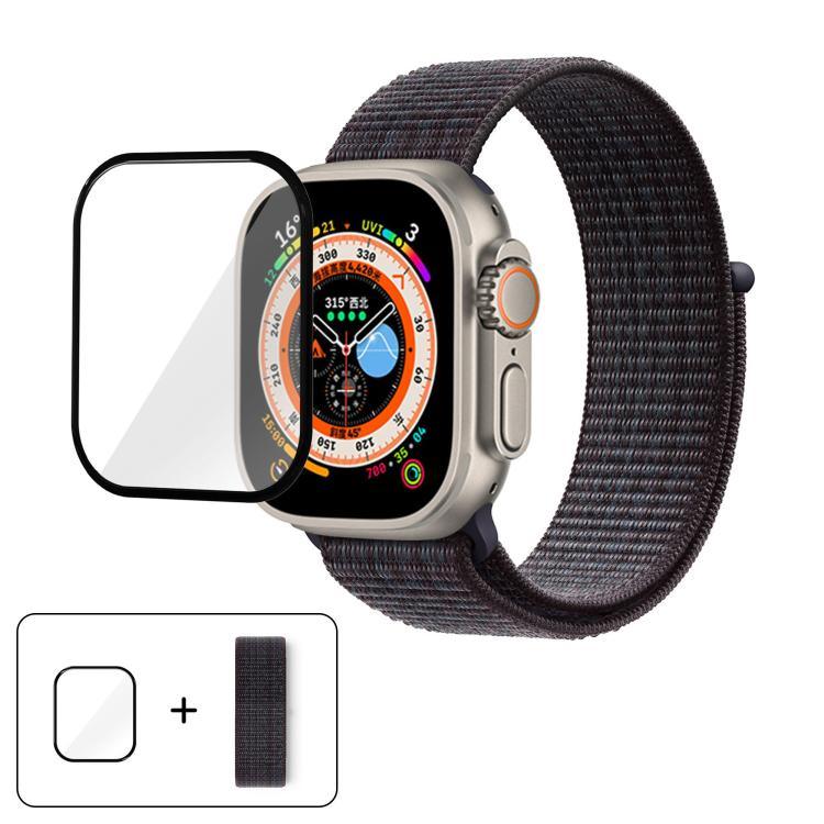 ベーシックナイロンループウォッチバンド 3Dカーブフィルム付き、Apple Watch Series 40mm用、Apple Watch Ultra 2 / 1 49mm用、Apple Watch Series 45mm用